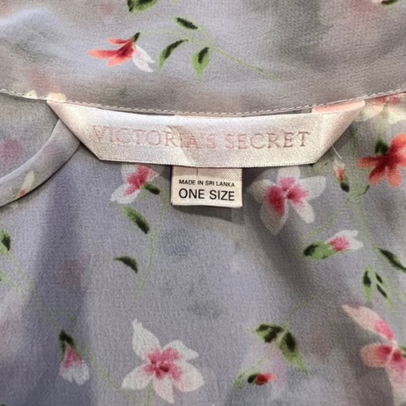 Victorias Secret Lavender W/ Floral Print Robe One Size - Picture 11 of 11